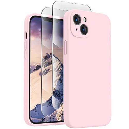 Image of FireNova Designed for iPhone 13 Case, Silicone Upgraded [Camera Protection] Phone Case, Soft Anti-Scratch Microfiber Lining Inside, 6.1 inch, Chalk Pink