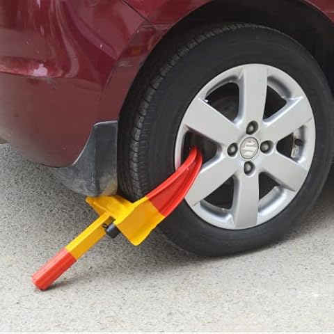 Discount Seller Heavy-Duty Wheel Clamp, 9 Holes Extendable Anti Theft Security Wheel Lock for Protection of Cars, Trailers and Caravans - 2 Keys Cover