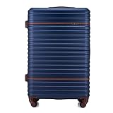 Solier Hartschalen Reisekoffer – Koffer mit 4 Rollen , Leicht Tourister Trolley , Rollkoffer mit Zahlenschloss , Hardcase Handgebäckskoffer , Groß Reisetrolley XL (Navy)