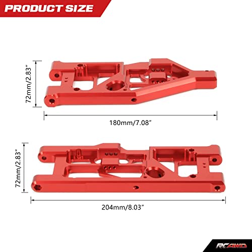 Rcawd Suspension Arms For 1/5 Arrma Kraton 8S & Roller, Outcast 8S & Roller Upgrades Parts,Front & Rear Lower A-Arms Hop Ups For #Ara330589#Ara330590 Red #TOP2