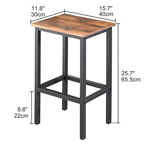 25.7" Bar Stools Bar Chairs Set Of 2 Counter Height Stools With Footrest For Kitchen Dining Room Living Room Party Room, Easy Assembly, Industrial, Rustic Brown And Black #TOP2