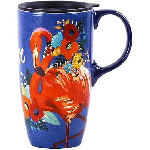 17oz Ceramic Travel Coffee Mug with Lid Cover
