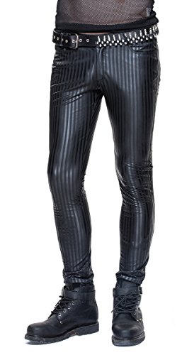 Pantalon Homme Noir Moulant, Type Vinyl Latex à Rayures, Gothique Punk Rock - L Cover