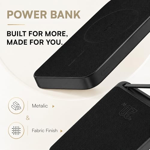 Image of KARWAN Mag-Safe 10000Mah Wireless Power Bank with Stand,20W Wired & 15W Wireless Fast Charging Powerbank with USB-C Port,Compatible with iPhone 17 /16 /15 /14 /13 /12 Series,Android & More Qi Enable Device