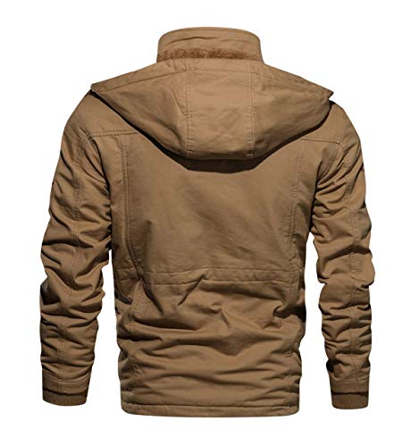 Image of CRYSULLY Men's Winter Casual Thicken Multi-Pocket Outwear Jacket Coat with Removable Hood 35 /33