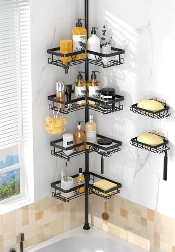 DAOYA Corner Shower Caddy - 4-Tier Shower Caddy Tension Pole