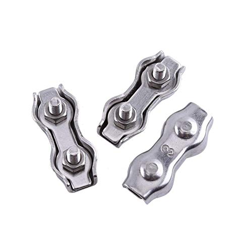 Foto von 10 Stücke Duplex Klemme aus Edelstahl für Drahtseil und Kabel M3 Größe robuste Befestigung