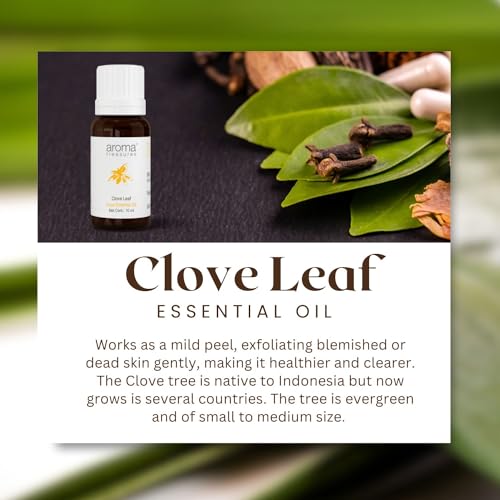 Image of Aroma Treasures 100% Pure Clove Leaf Essential Oil | 100% Pure & Natural Theraputic Essential oil for healthy Skin, body, Aromatherapy - 10ml