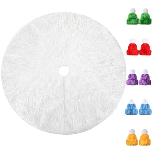 Tappeto Tarocat 78cm per Albero di Natale, Tappeto Bianco con Gonna Peluche per Albero di Natale Decorazioni