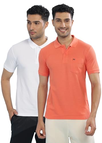 Image of Force NXT Polo Neck T-Shirt for Men Pack of 2 | Regular Fit T-Shirt for Men | Premium Super Combed Rich Cotton Polo Shirt | Men's Ultra Soft Half Sleeve T-Shirt
