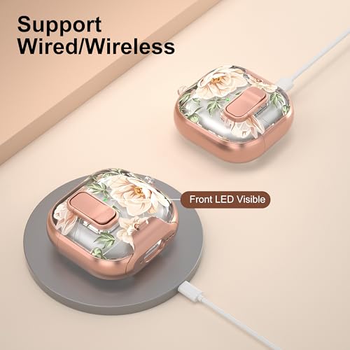 Image of for AirPods 4 Case 2025 with Safety Lock & Foldable Phone Stand,Golden Rose | Double Drop Protection,Two-Piece Design, Airpod 4 Case with Keychain & Cleaner Kit, Support Wireless Charging, Shockproof