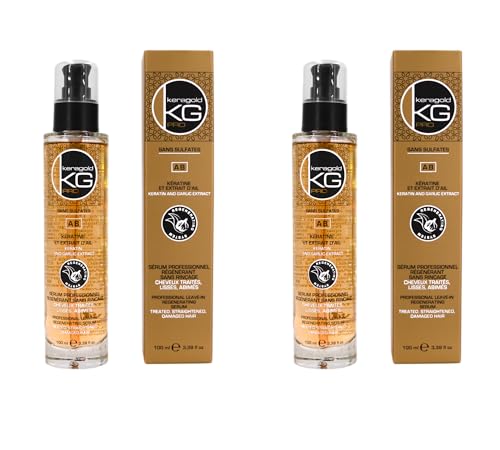 KERAGOLD PRO – Sérum Gamme AB – Lot de 2 x 100ml – Kératine & Extrait d’Ail – Anti-Casse, Croissance & Brillance