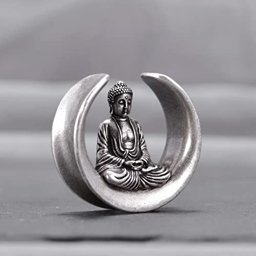 Erkuoo 2Pcs Buddha Saddle Ear Gauges Tunnels Opening Ear Plugs Expander Earrings Stretcher Fashion Body Piercing Jewelry 00G(10Mm) #TOP1