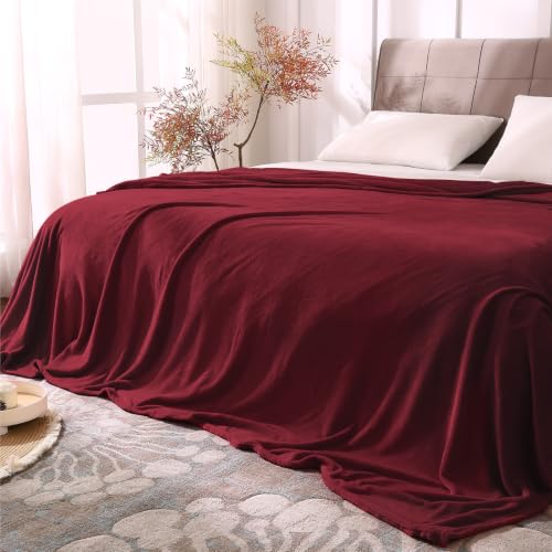 Image of BEDELITE Fleece Blanket Soft Plush Queen Size Bed Blanket Burgundy 90 inchx90 inch