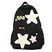 irLocy Star Backpack Y2K Backpack Preppy Backpack Aesthetic Backpack with Embroidery Patch Y2k Accessories (Black)