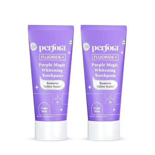 Image of Perfora Purple Whitening Toothpaste-150g (75g X 2) | v34 Colour Corrector For Teeth | Purple Toothpaste For Teeth Whitening | Teeth Stain Remover | Enamel Safe & Effective Teeth Whitener Oral care | Grape Mint