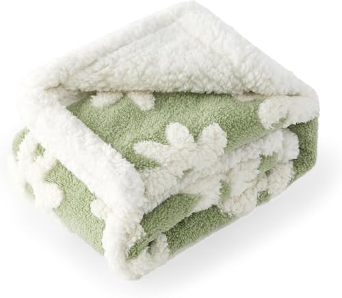 FOXHOLE Double Sided Dog Blankets Waterproof Pet Blanket (Green/White, 130x150cm/51x59 in)