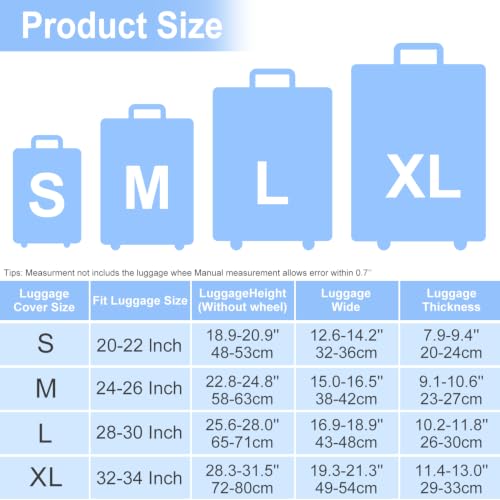 Image of Scenic Train Zipper Illusion Luggage Cover Protective Suitcase Protector, Winter & Autumn Landscape Elastic Washable Travel Baggage Cover Fits 18-22 Inch Suitcase, Cool Steam Locomotive Design,S