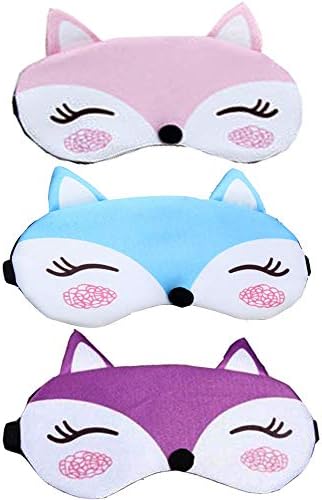 Beautiful and Comfortable Sleep Masks - Set of 3 (Cute Fox - Pink/Blue/Purple)