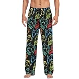 GPLYFBU Gamer Men's Pajama, Faux Cotton With Pockets Drawstring, Sleep Lounge Pants Large