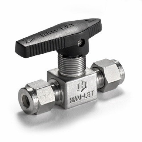 HAM-LET H-800L-SS-L-1/2 Compact ONE Piece, Stainless Steel, (SS-45S8), PFA SEAT, Straight Pattern, Ball Valve, H800 Series, 1/2" LET-LOK Tube Fitting