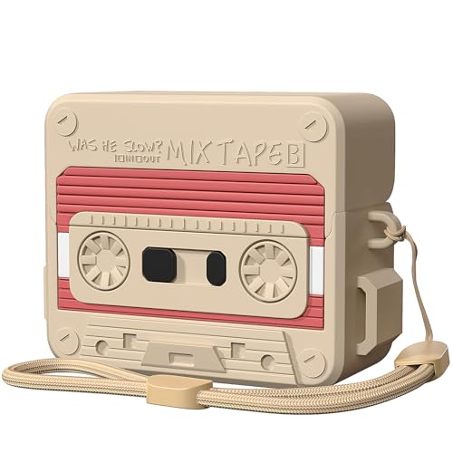 KOREDA Compatible with Samsung Galaxy Buds 3 Case & Galaxy Buds 3 Pro Case, Cute Cassette Tape Design Soft Silicone Protective Cover with Lanyard for Women Men (Cinnamon Powder)