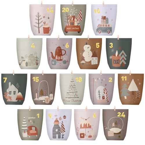 Kit Calendario De Adviento 2025 Para Rellenar - 24 Bolsas De Papel Kraft Con Pegatinas