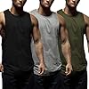 COOFANDY Tanktop voor heren, 3-delige set, fitness, sport, mouwloos, voor work-out, gym, bodybuilding, mouwloos spiershirt