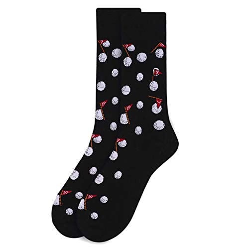 Men's Golf Balls & Flags Golfing Golfer Sports Novelty Crew Dress Socks