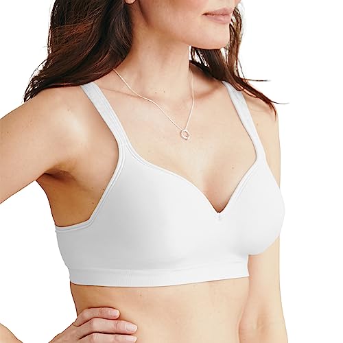 Bali Women's Comfort Revolution Wireless Bra – Almond Zag, 36D, Full Coverage, Moisture-Wicking