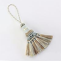 HALOC 1 stuk franjes zijde kwastje trim kleding decoratie hangen touw sleutel kwast voor doe-het-zelf gordijnaccessoires, goud, 4 stuks