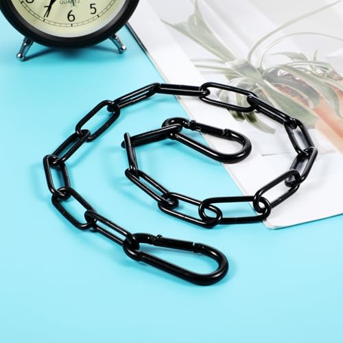 Kette Stahlkette Schwarz 0.5m Gliederkette mit Karabiner Edelstahl Wasserdichte Stahlkette, Edelstahl Rundstahlkette Für Zauntore, Käfigtore Für Haustiere, Gartentore