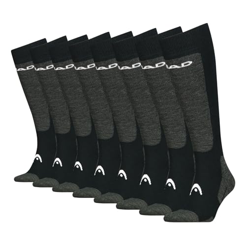 HEAD 4 Paar Herren Damen Unisex Skisocken Skistrümpfe Ski Comfort Skisocken, Farbe:Schwarz, Größe:43-46, Artikel:-001 black