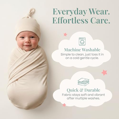 Image of Caden Lane Baby Swaddle & Receiving Blanket, Soft, Breathable & Temperature-Regulating Bamboo Viscose Fabric for Swaddling Newborns, Gender Neutral Infant Blanket for Boys & Girls, Oat Beige