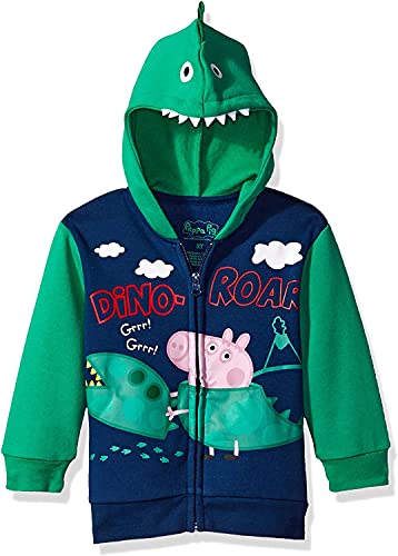 Image of Peppa Pig boys George Pig Zip Up Hoodie Sweatshirt With Eyes Detail