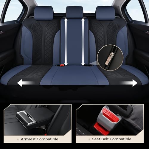 Image of Coverado Car Seat Covers Full Set, Leather Seat Covers, Waterproof Automotive Protectors 5-Seat, Luxury Universal Fit Seat Covers for SUV, Truck, Sedan and Most Vehicles All-Weather