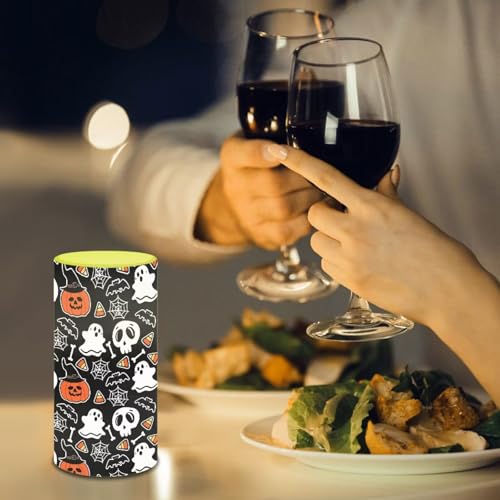 Image of Poceacles Cartoon Ghost Skull Pumpkin Bat LED Flameless Candles Battery Operated Candles with Remote Control Timer Violet Blue Flickering Wick Pillar Tealight for Halloween Decor