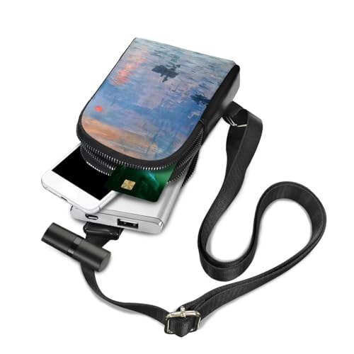 Impression Sunrise Print Crossbody Bag for Women Sling Bag Fanny Packs, Monet Painting Impressionism Art PU Leather Mini Messenger Bags Purse Backpack Travel Anti Theft3
