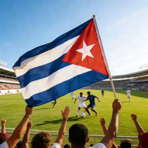 Image of Ahfulife Cuba Flag 3x5 Ft for Revolution Day, 1 Pc Large Cuban National Flag for Outdoor Indoor, Double Sided with Brass Grommets for July 26th Celebrations, Independence Day, Party Street Decor