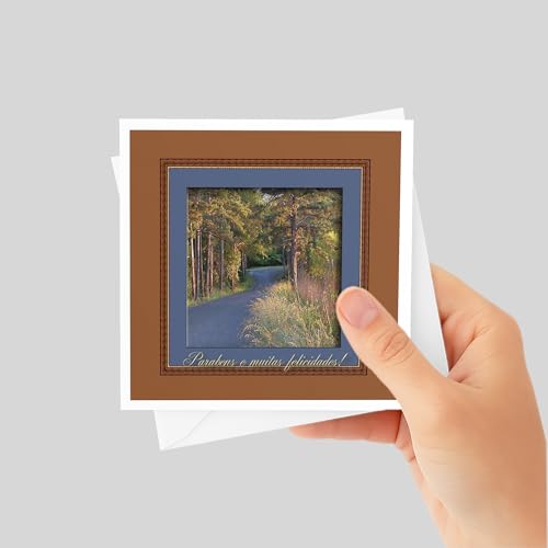 3dRose Birthday Card in Portuguese for Friends - Nature Scene Design (5.5x5.5) - Perfect for Celebrating Friends' Birthdays