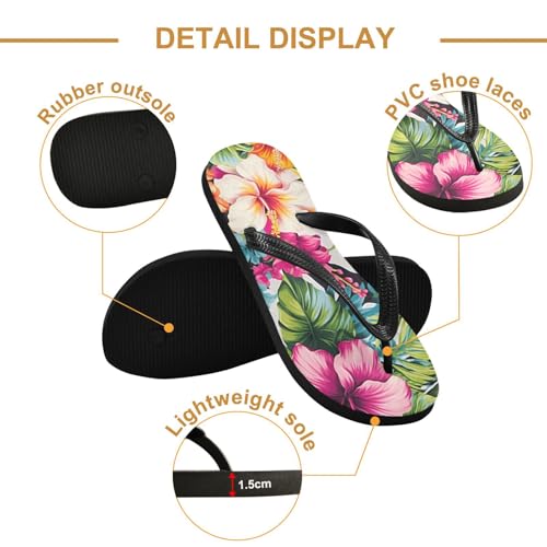 Mens Flip Flops Tropical Summer FlowerSandal Flip Flops for Women Summer Beach Slipper 214B30322