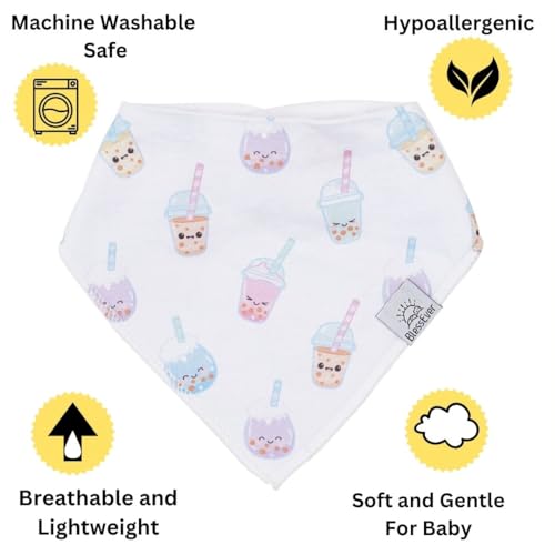 Baby Bandana Drool Bibs for Drooling and Teething, Gift Set For Boys & Girls, Soft 100% Cotton Bandana Bibs, Baby Drool Bib, Teething Bibs for Infant, Toddler, 3 Pack boba, dumpling2