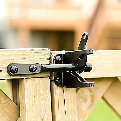 Linkidea Self Locking Gate Gravity Latch, Carbon Steel Spring Loaded with Adjustable Gate Latch Cable Pull - Image 3