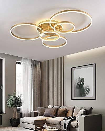 Image of 5 Light Golden Body Modern LED Ring Chandelier for Dining Living Room Lamp - Warm White