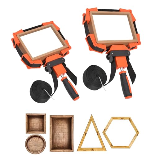 Iswees 2 Packs Band Clamps Woodworking Straps With 4 Corner Claws cover