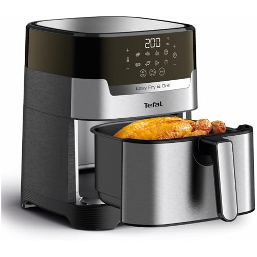 Tefal EY505D Easy Fry & Grill Deluxe Friteuse à air chaud, technologie 2 en 1 (friteuse à air chaud et grill), avec capacité : 4,2 l, 8 programmes automatiques, minuterie, en acier inoxydable – Image 5