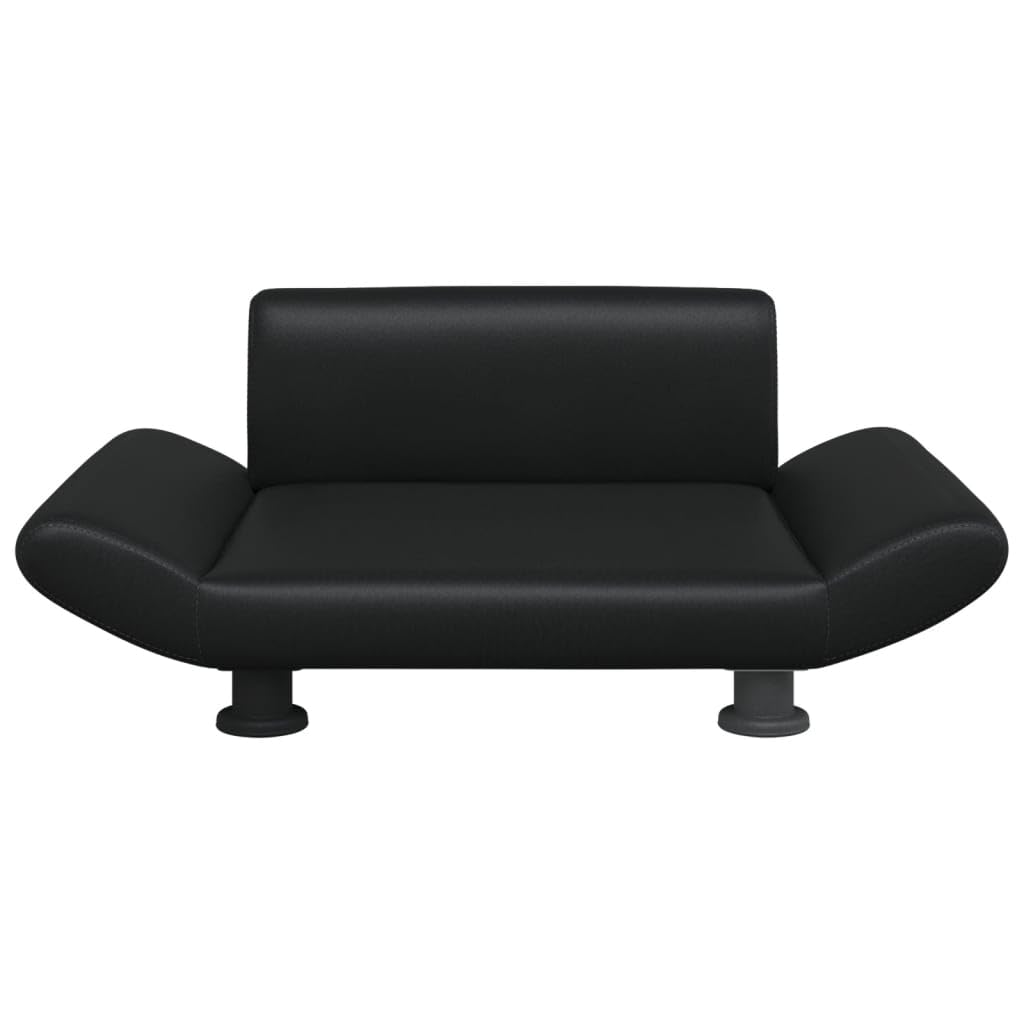 Hundebett Bequeme Haustierbett Hundecouch Welpenbett Kunstleder Haustiersofa Schlafplatz für Hunde als Auch Katzen Geeignet Wasserabweisend und Langlebig Schwarz 70x45x28 cm