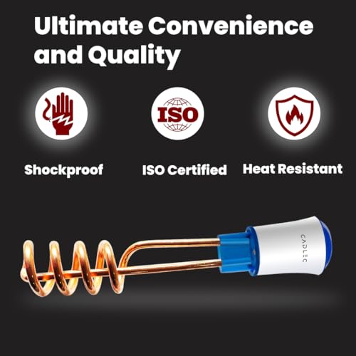 Image of Cadlec UltraHeat 1500W Shockproof RapidHeat Technology Electric Copper Water Heater Immersion Rod With Waterproof & Protection | Instant Heating | ISI Certified 2 Year Warranty