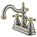 Kingston Brass KB1609AX Heritage 4-Inch Centerset Lavatory Faucet with Metal Cross Handle, Brushed Nickel and Polished Brass
