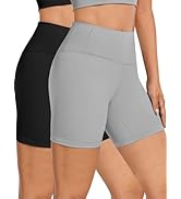 Buauty 2 Pack Biker Shorts Women 5"/8" Workout Shorts Athletic High Waisted Gym Yoga Compression ...